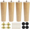 Luabue 4 Stück Möbelbeine Holz Möbel Holzfüße Beine mit Montageplatten Schrauben Möbelfüße Holz Rund für Sofa Bett Schrank Couch Stuhl (18cm)