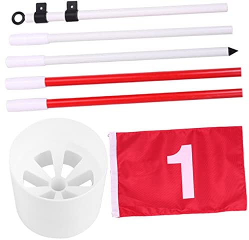 MOBUTOFU Golf Flagstick Set Portable Flagpole with Practice Hole Cup for Playing Golf Putting and Flag Golf Training Tool