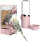 Automatischer Vogelfutterspender Wasserspender Set, Vogelkäfig-Futterspender mit Sitzstange für Wellensittiche, Sittiche, Kanarienvögel, Nymphensittiche, Finken (Rosa)