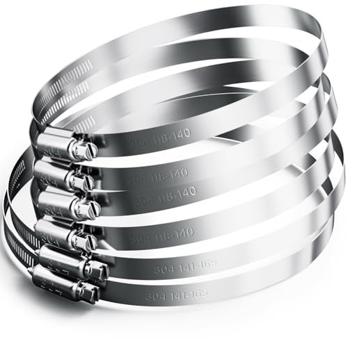 6 Stück Schlauchschellen Set, HOLMOL 141-165mm Schlauchschellen Edelstahl Schellen Sortiment, A2 Edelstahl Schlauchklemme, Einstellbare Schraubschellen für Pool, Garten, Wasser Rohr