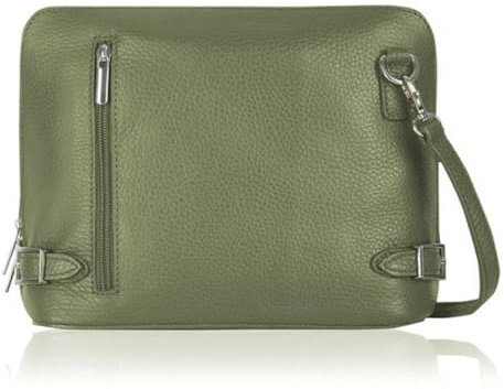 LeahWard Small Leather Cross Body Bag, Front Zipped Pocket Leather Bags, Casual Bag For Women (Oliva green)