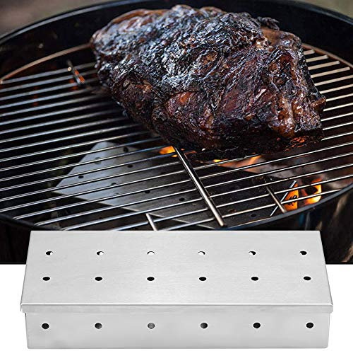 Outdoor BBQ Grill Räucherbox, Fleischgrillzubehör aus Edelstahl, Konzipiert für die Verwendung mit Holzkohle Zur Verbesserung des Geschmacks