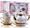 LUCYLANKER Service à thé En Céramique de Style, Comprend 1 Théière, 2 Tasses à thé, 2 Plateaux à thé, Service à thé de Style Européen Unique, Adapté Aux Amateurs de thé Et Aux Familles (Style 1)