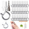 30Pack Q Hanger Screw Hooks, 2.2inch Screw in Cup Hooks for Hanging with Safety Buckle, Windproof Hooks for Outdoor Lights with Drill Bit Cup Ceiling Hooks for Plants Fairy Lights Bird Feeder (Silver)