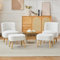 ModernLuxe 2er-Set Loungesessel mit Hocker, Teddy-Samt Sessel ohne Armlehnen, ergonomischer Polstersessel mit Massivholzbeinen, Bequeme Relaxsessel für Wohnzimmer, Schlafzimmer & Wohnung Weiß