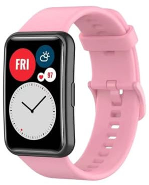 CHPGKGVNVT Cinturino in silicone for Huawei Watch Fit Smartwatch cinturino di ricambio cintura accessori for orologi for Huawei Watch Fit Cinturino per orologio(Pink buckle)