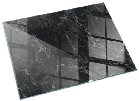 Plaque de Cheminée 120x80 cm Verre Revêtement de Sol Bords Polis Rectangle Plaque de Sécurité sous la Cheminée Installation Facile Protection Thermique - Modèle de marbre élégant