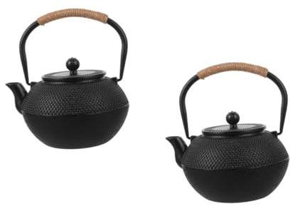 Zerodeko 2pcs Large Capacity Cast Iron Teapot with Stainless Steel Infuser Stovetop Safe Japanese Kettle for Tea Brewing for Family Gatherings and Tea Parties Design