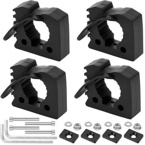 Quick Release Rubber Clamp Set, Heavy Duty Tool Mount Brackets for Shovel, Axe, Gear, Fits 1-1/7 to 1-3/7 Handles, Universal Mount for Trucks, UTVs, ATVs, Trailers, RVs, Wall or Molle System, 4 Pack