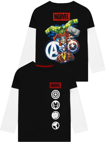 Marvel T Shirt, Avengers Boys Tshirt, Long Sleeve Kids T Shirt, Superhero Boys' T-Shirts, Kids Clothes, Ages 2 to 10 Years