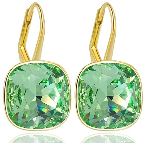 Goldene Kristall Ohrringe Damen kurze Ohrhänger Markenkristalle 925 Silber NOBEL SCHMUCK