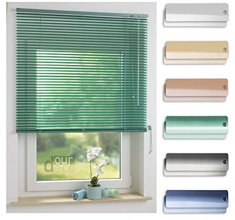 ourdeco® Aluminium-Jalousie / 080 x 160 Mint (Breite x Höhe) / Montage an Wand oder Decke, Premium Alu-Jalousie