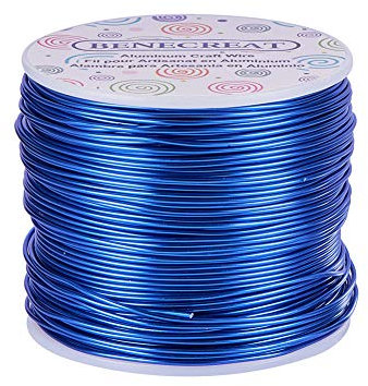 BENECREAT 1mm Aluminiumdraht 150m Lang(492 Füße) Eloxiert Schmuck Handwerk machen Friesen Floral farbigen Aluminium Craft Draht - Blau
