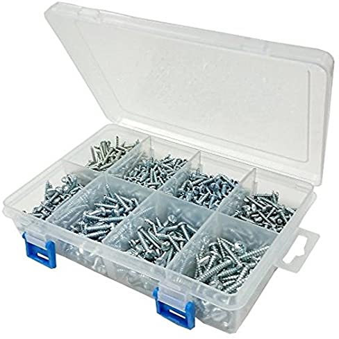 Bulk Hardware bh06603 Sortiment von BZP Schlitz Pan Head selbstschneidenden Schrauben in eine 8 fach Tragetasche.