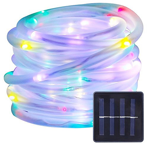BXROIU Solaire Tubes Lumineux 10 Mètres 100LEDs Guirlande Solaire, pour Mariages, Fêtes et Noël, éclairage de Noël (Multicolore)