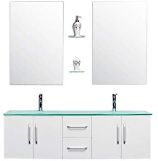 Grafica ma.ro srl Mobile Bagno ARREDOBAGNO Completo RUBINETTI Inclusi White Ice 150 CM Doppio LAVABO