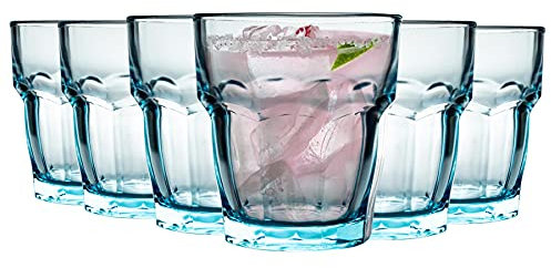 Bormioli Rocco Rock Bar Salón acanalada Vaso Vasos Set - 270 ml - Blue - Paquete de 12