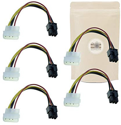 X5 Cable Adaptador Molex 4 Pin Macho a 6 PIN Cable hembra PCI Express 18cm Broche Power Plug para 4pin Tarjeta de gráficos a 6pin Pin - Marca francesa adaptable