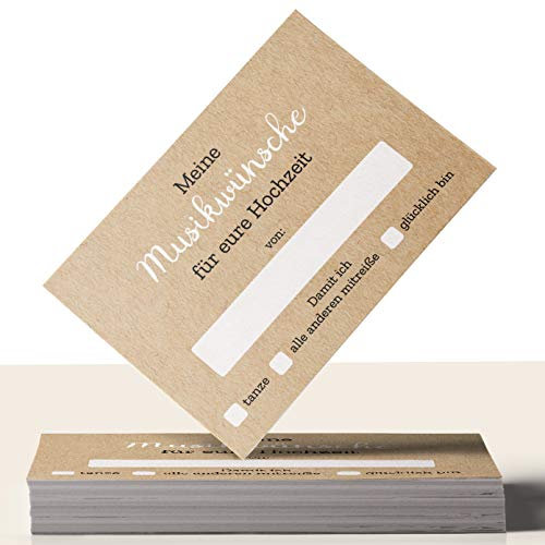 50 Musikwunschkarten extra für die Hochzeit + 2 VIP-Kärtchen für die optimale Musik-Mischung zur Hochzeitsfeier