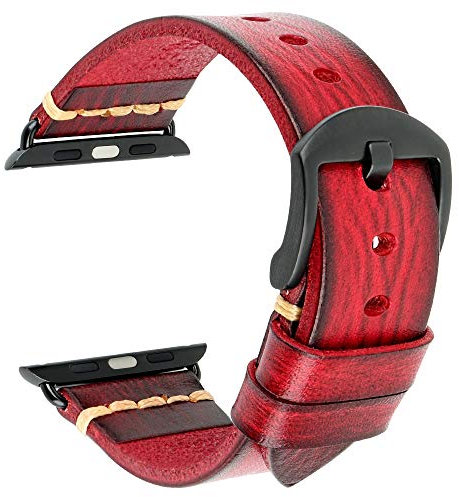 REZERO Correas de Reloj para Apple Watch, Correas para Smartwatch, Cuero Curtido Vegetal, Pulseras de Repuesto para iWatch Serie 9/10/SE/Ultra 46/45/44/42/41/40/38mm