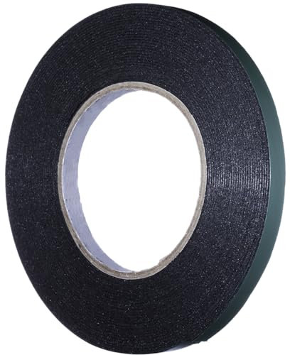 YoiYee Ruban adhésif double face en mousse de 10 mm x 10 m, ruban adhésif vert pour vitrage en mousse PE Noir