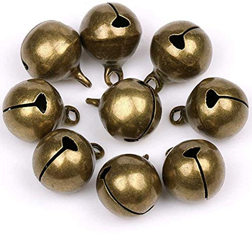 Suneast 50 Stück Antike Bronze Glöckchen Schellen Metall Dekoration Glocken DIY Basteln Jingle Bells mit Öse für Weihnachtsbaum Anhänger Schmuckherstellung Handwerk - 6mm
