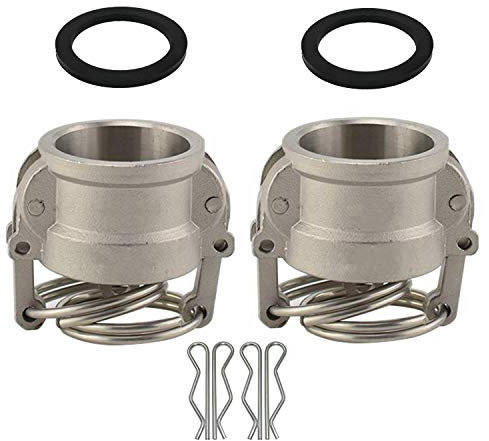 2 raccords à came et rainure, aluminium, type DC, bouchon anti-poussière de 5,1 cm, avec 2 joints d'étanchéité à camlock (5,1 cm)