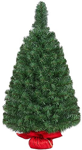 Yaheetech 3FT/90cm Mini Tabletop Artificial Christmas Tree Xmas Holiday Decorative Tree with Cement Base Green