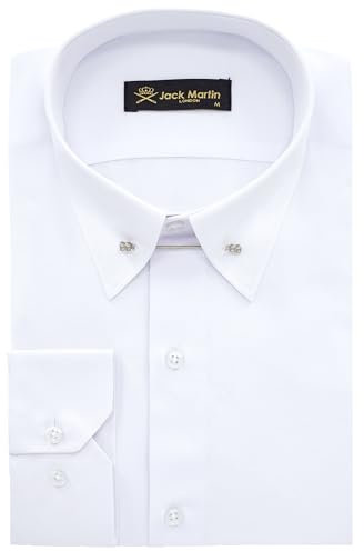 Jack Martin - Chemise à col épingle - Chemises Formelles Coupe Slim pour Homme (Blanc,M)