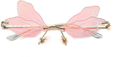 Grainas Schmetterling Randlose Sonnenbrille für Damen Mode Frauen Gold Metall Ultraleicht Rahmen Sunglasses Vintage Brille UV400-Schutz (Spiegel Rot)