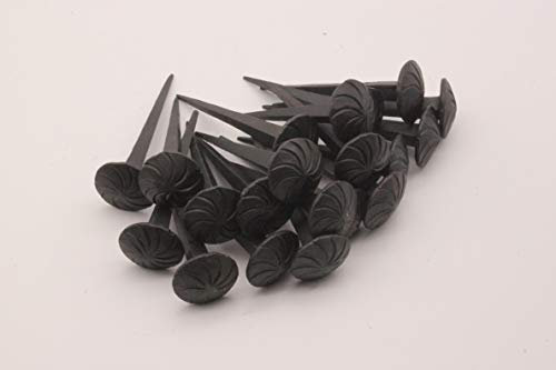 Juego de 40 clavos de hierro tradicionales forjados a mano (1 kg) de cabeza redonda rústica negra (25 mm x 80 mm), clavos decorativos de alta calidad para pared