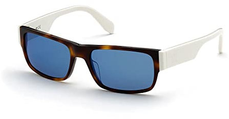 Adidas Originals - Sonnenbrille für Herren OR0007 - Form rechteckig, Farbe dunkles Havanna, Gläsern farbe blau verspiegelt .,