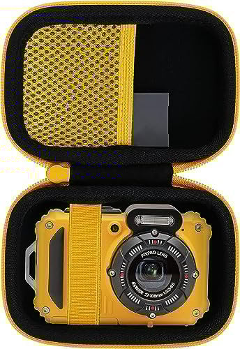 Aenllosi Hard Travel Housse Compatible avec l'appareil Photo Numérique Kodak PIXPRO WPZ2,Housse de Protection pour Kodak Appareil Photo Etanche(Jaune,Housse Uniquement)