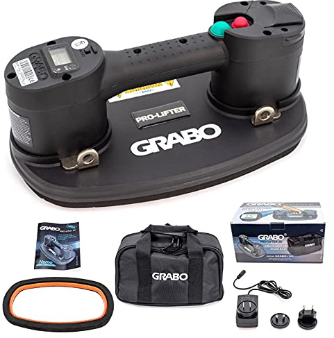 HighTop GRABO Pro Ventouse électrique avec fonction marche/arrêt automatique de la pompe, affichage numérique, jauge de pression électronique pour bois, cloison sèche, granit, verre, carrelage