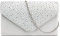 MEGAUK Damen Glitzer Clutch Satin Strass Unterarmtasche mit Abnehmbare Kette für Hochzeit Wedding Ball Bankett Prom Party, Weiß