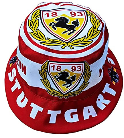 Generisch Stuttgart Fan-Hut, Sonnenhut, Fischerhut, Anglerhut, Military Hut, Bucket Hat für Erwachsene Fans von Stuttgart - Rot, schwarz, weiß