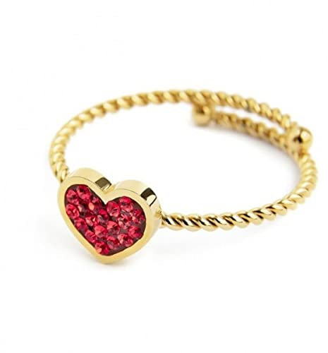 marlu ANELLO CUORE CON CRISTALLI ROSSI PVD ORO 18an029gr-s