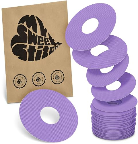 MySweetStitch 25 Ringpatches für FreeStyle Libre 3/3 Plus rund Purple | Stabilisiert ablösende Ränder, Mitte bleibt frei, wasserfest und flexibel, bis zu 15 Tage Halt