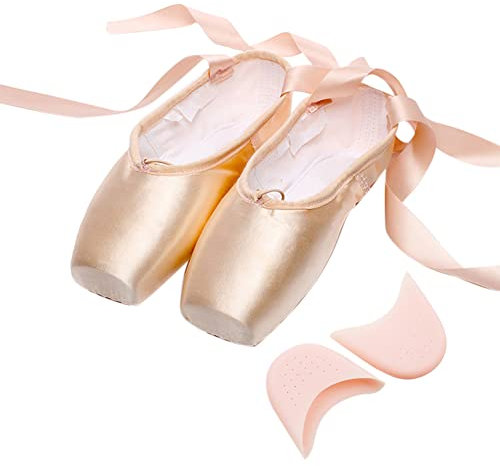YFZHF Ballett Spitzenschuhe Satin Professionelle Tanzschuhe Mit angenähtem Band und Silikonkappe Damen