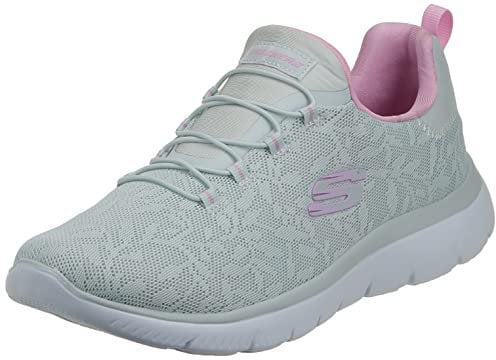 Skechers Damen Summits Good Taste Sneaker, Hellgraues Netzgewebe mit Lavendelbesatz, 43 EU