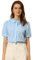 Allegra K Chemisier à Carreaux pour Femme à Manches Courtes et col Claudine Bleu Clair XL