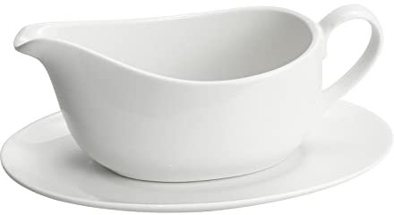 Gravy Boat, 17 Oz Gravy Boat with Ladle and Saucer Gravy Bowl for Gravy Salad Spout Milk 1 PC