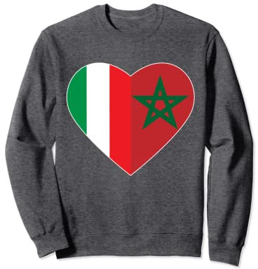 Marocco Italia Bandiera Italiano Marocchino Amore Marocco Radici Felpa