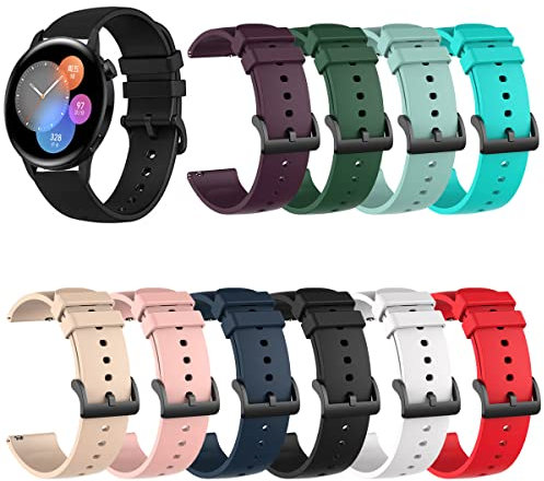 RuenTech Armband für AGPTEK LW11, 22 mm Ersatz-Silikonarmband für AGPTEK Smartwatch-Zubehör (10er Pack)