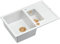 QUADRON fregadero de cocina de granito blanco | tamaño 78 x 50 x 22 cm, color: blanco y cobre | MORGAN 116 fregadero de cocina de dos cubetas con escurridor | con orificio para grifo