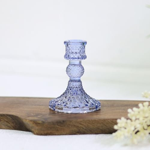 Marco Paul 1 bougeoir en verre bleu coloré chandelier décoratif pour salon Accessoires de maison Bougies et supports Décorations de table Centre de table