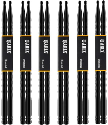 Baquetas de fibra de carbono 5A, 6 pares de baquetas antideslizantes de onda única