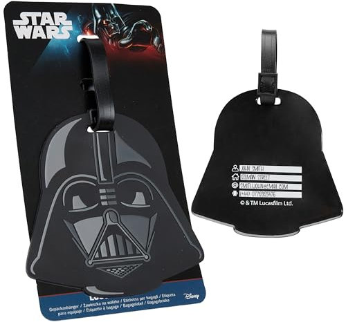 Disney Kofferanhänger für Flugreisen & Kreuzfahrten, Luggage Tag mit Adresse & Name - Stitch Travel Essentials (Schwarz Darth Vader)
