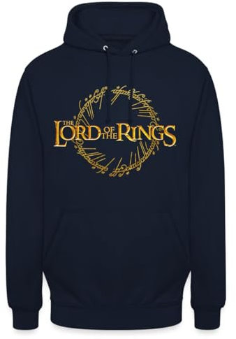 Spreadshirt Der Herr Der Ringe Großes Logo Mit Ring-Inschrift Unisex Hoodie, M, Navy