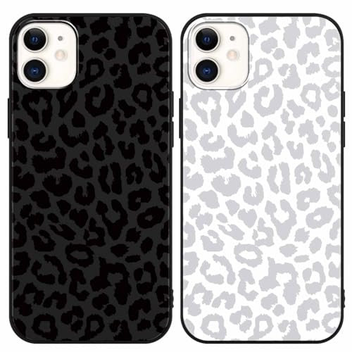 Yoedge 2 Pack Black Leopard Phone Case Compatible with iPhone 12/iPhone 12 Pro 6.1,Ultrathin Soft Silicone with Aesthetics Pattern,Shockproof Bumper Protector Matte Girls Cover for iPhone 12, Cheetah